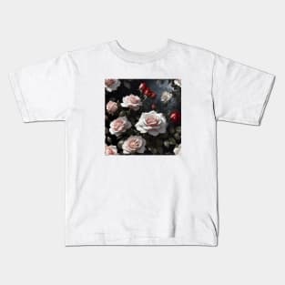 Vintage White Roses Gothic Kids T-Shirt